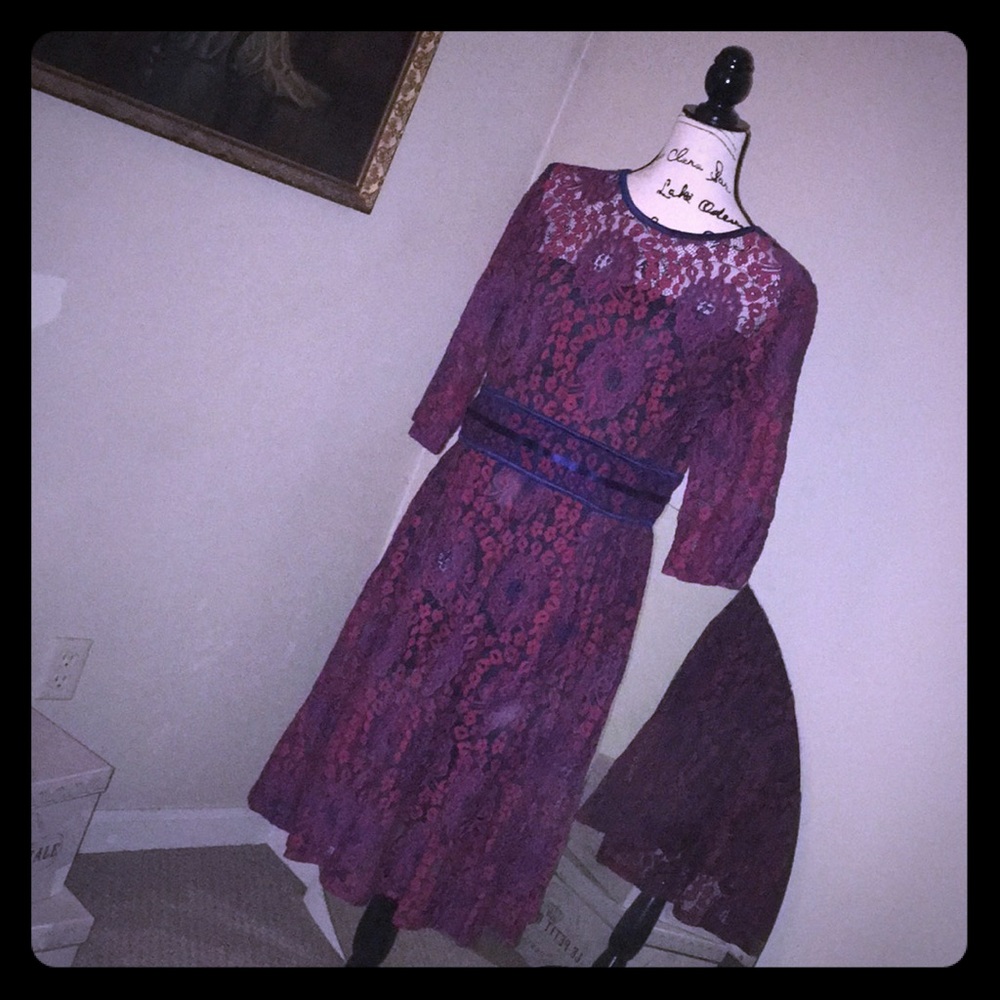 Blue and Red Ribbons and Lace Dress